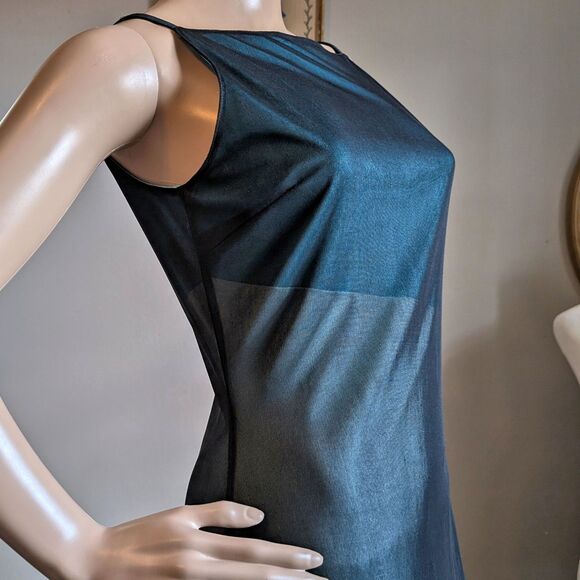 Vintage 90s Y2K Express Mini Dress Party Mesh Blue Cocktail Prom Mod Size 1/2 - Picture 5 of 12